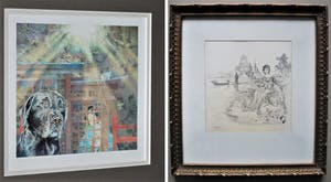 Harry Balm - potloodtekening + schilderij - beiden ingelijst kopen? Bied vanaf 40!