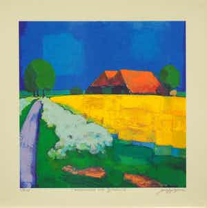 Jentsje Popma - Koolzaadveld met fluitenkruid verkocht voor € 80!