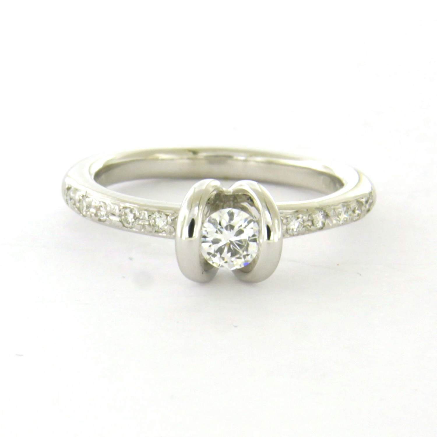 18k witgouden ring met briljant geslepen diamant tot. 0.25ct – F/G - VS/SI kopen? Bied vanaf 610!