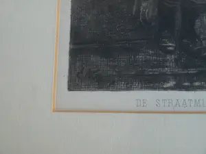 Ernst Witkamp - Ingelijste ets, “De Straatmuzikante” - 1888 kopen? Bied vanaf 1!