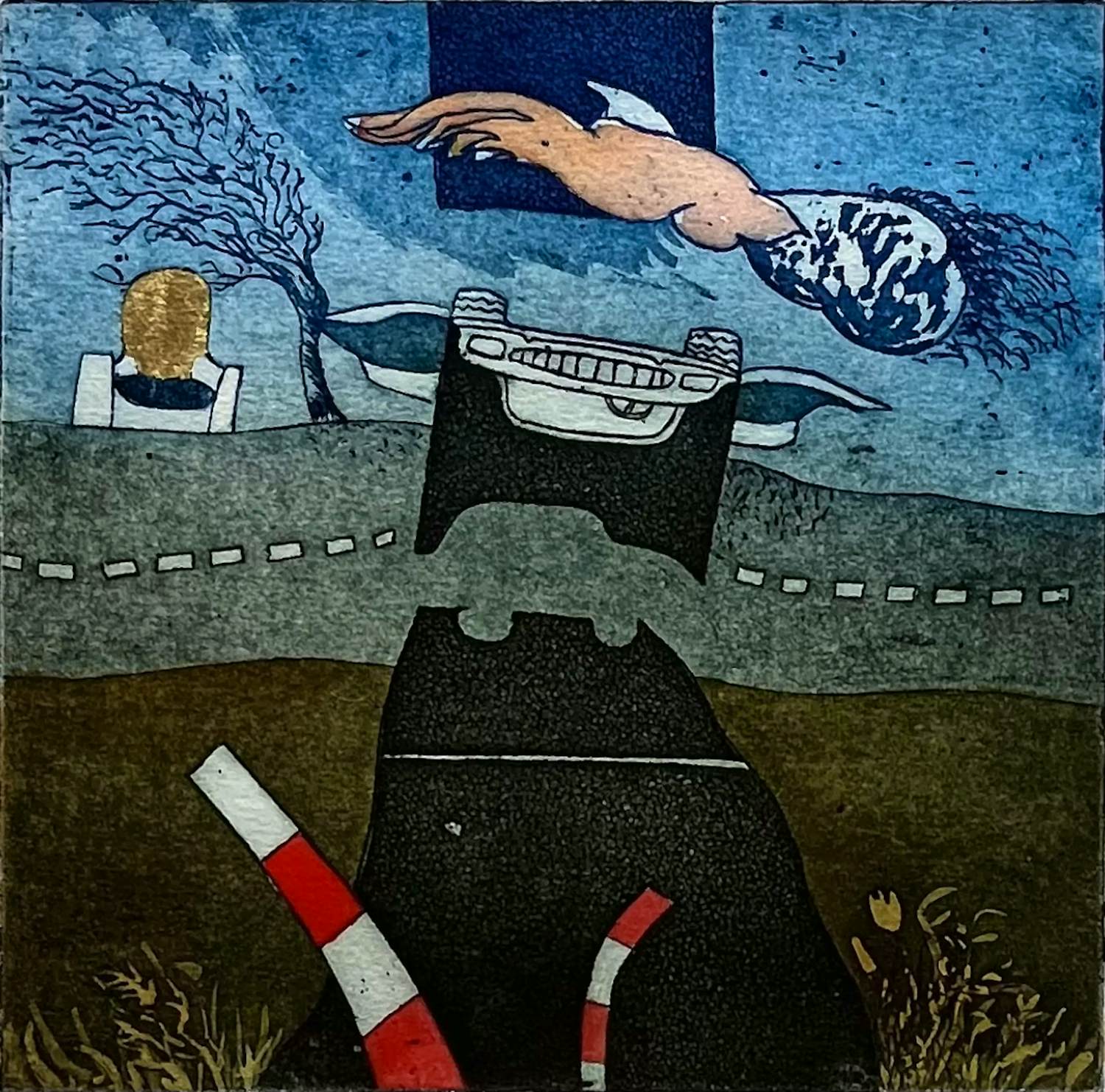 Michel van Overbeeke - "On My Way II" - Ets/aquatint - Gesigneerd - 27/50 - 1996 verkocht voor € 75!