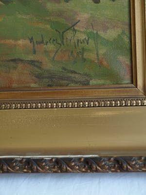 Andries Verleur - Groot olieverfschilderij, Landschap met schaapskooi – ingelijst – 1917 kopen? Bied vanaf 1!