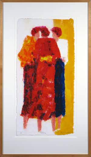 Wil Willemsen - Zeefdruk op geschept papier, Talking - Ingelijst (groot) verkocht voor € 50!