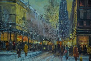 Jan Beaufort - stadsgezicht met figuren kopen? Bied vanaf 10!