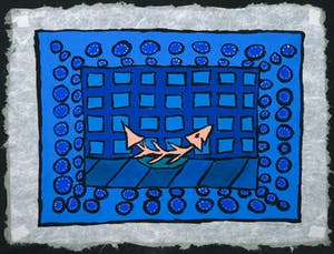 Piet Quekel - Lot van drie gouaches op rijstpapier, A spermwhale / Potvisch kopen? Bied vanaf 40!