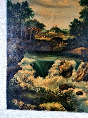 Wim van Aken - Landschap met mensen en watervallen kopen? Bied vanaf 50!