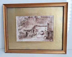 Herman Moerkerk - (1897- 1949) 'een kijkje op het boerenerf' kopen? Bied vanaf 129!