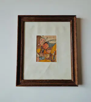 Jan van Heel - Een vroege surrealistische gemengde techniek (kleurpotlood, stift) gesigneerd kopen? Bied vanaf 72!