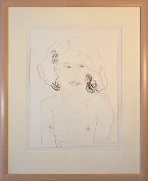 Arja van den Berg - portret van model - potlood+rood - hand gesigneerd 2002 kopen? Bied vanaf 20!