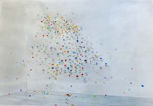 Ellis Tertoolen - tekening: interieur met stippen - 1979 verkocht voor € 249!