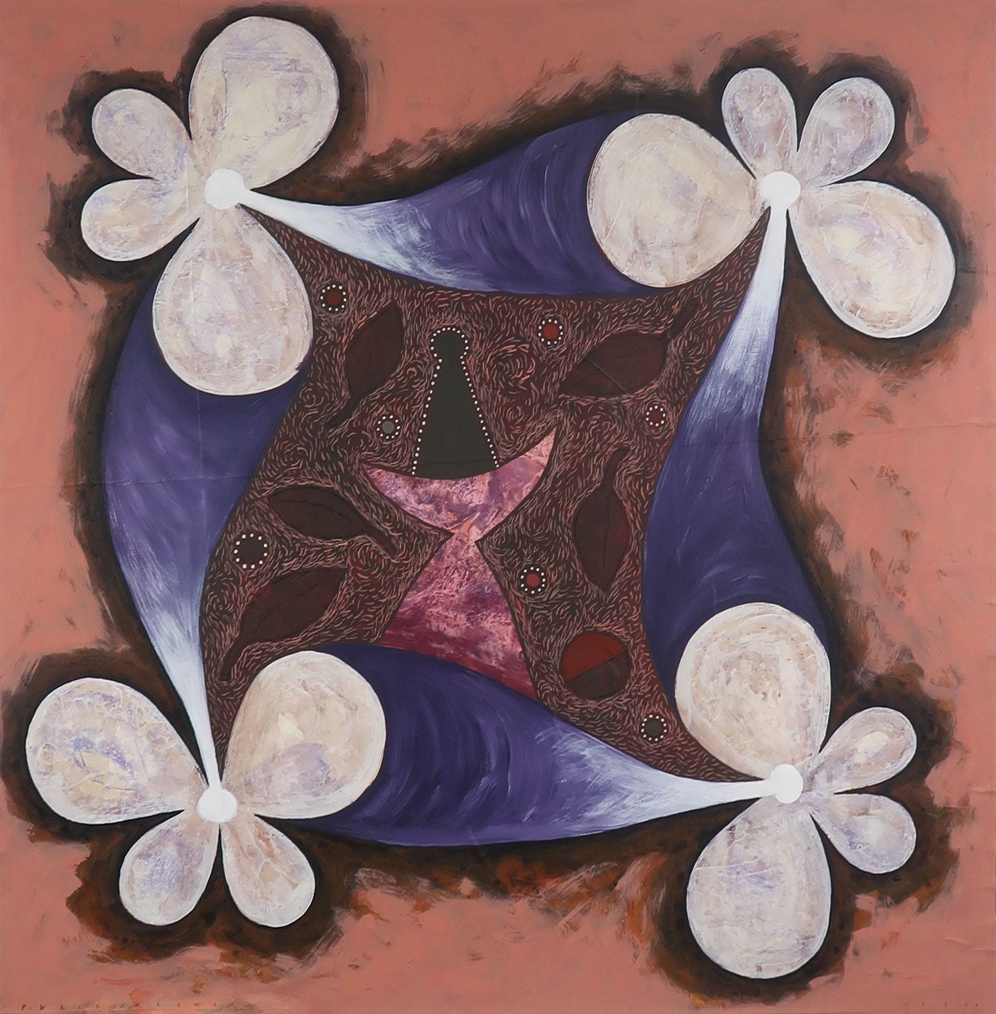 Petrie Klinckhamers - Acryl op papier, Compositie - Ingelijst (Groot) kopen? Bied vanaf 50!