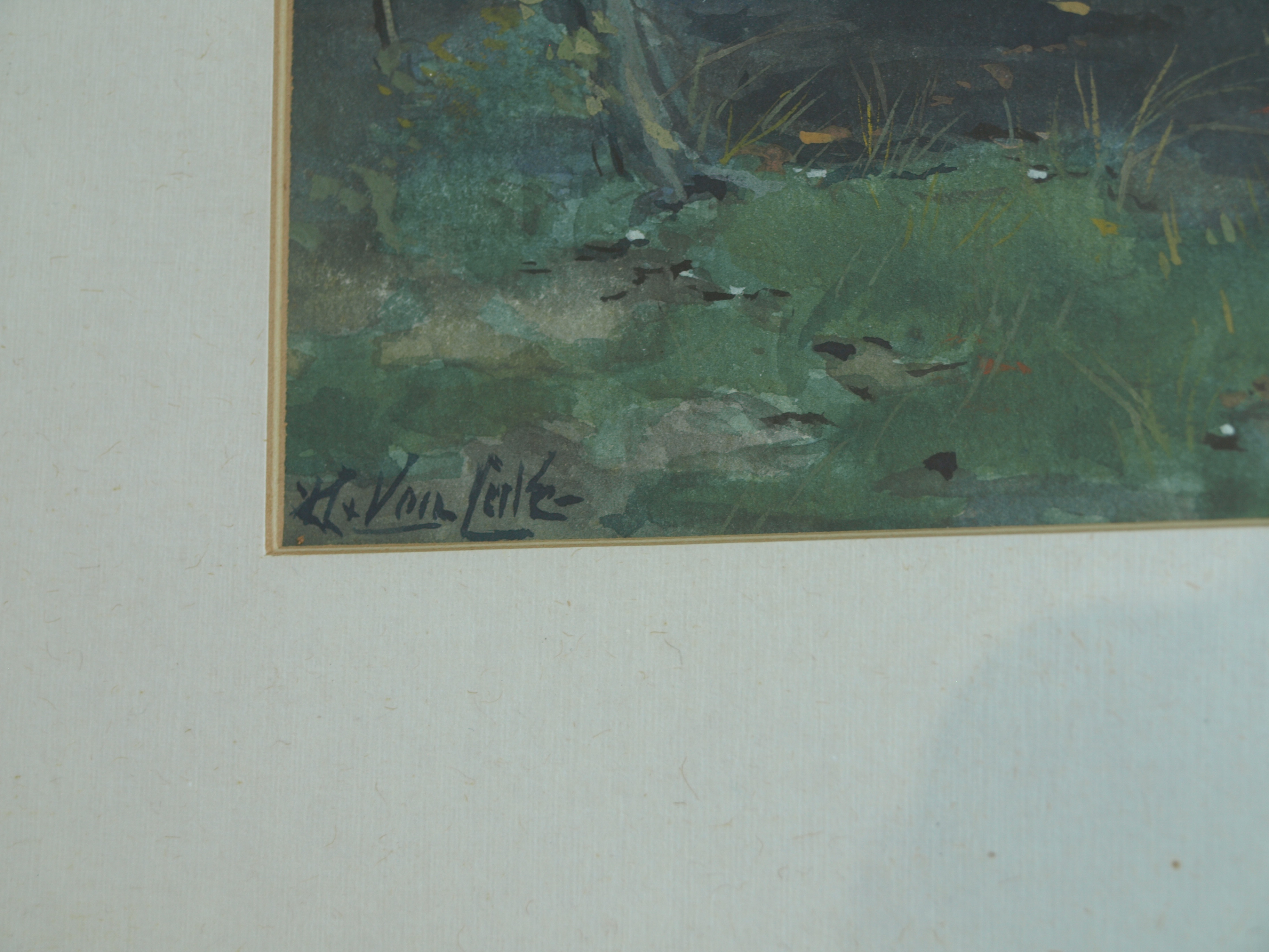 Niet of onleesbaar gesigneerd - Gouache , Bos – gesigneerd & ingelijst  kopen? Bied vanaf 1!