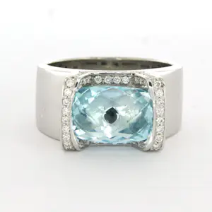 LECHIC 14k gouden ring met topaas en briljant geslepen diamant tot. 0.33ct kopen? Bied vanaf 1400!