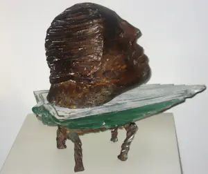 Sjer Jacobs - Bronzen hoofd op glazen sokkel kopen? Bied vanaf 695!