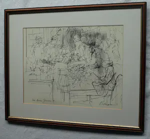 Piet Klaasse - Ingelijste litho (of tekening?) , Mea Sjearim Jerusalem - 1966 kopen? Bied vanaf 50!