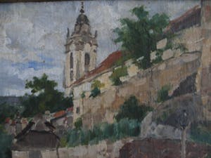 Froukje Wartena - Dorpsgezicht met Kerk en Landschap kopen? Bied vanaf 100!