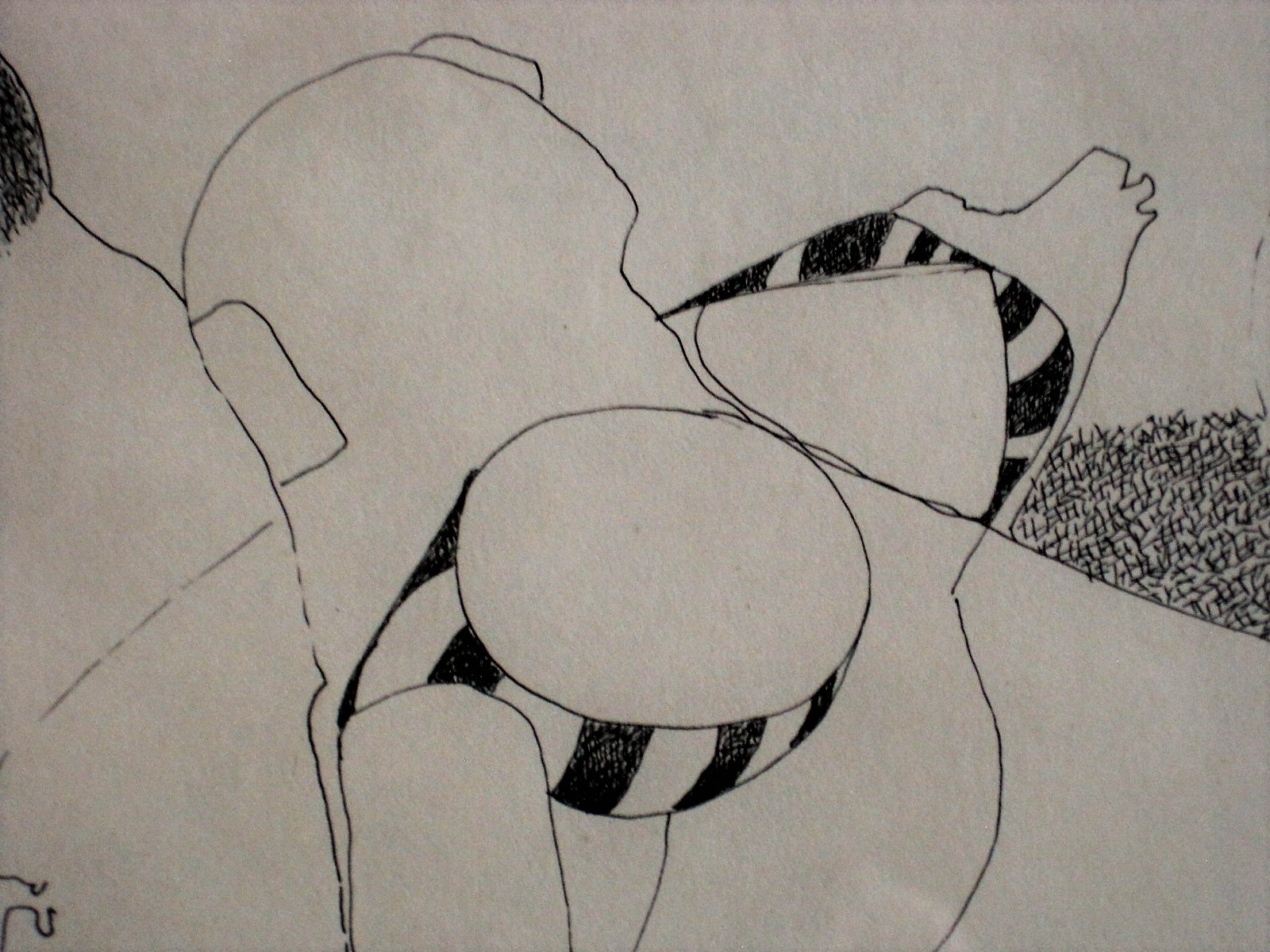 Kees Romeyn - Frivole inkttekening "Strandplezier" van Amsterdams geëngageerd kunstenaar kopen? Bied vanaf 1!