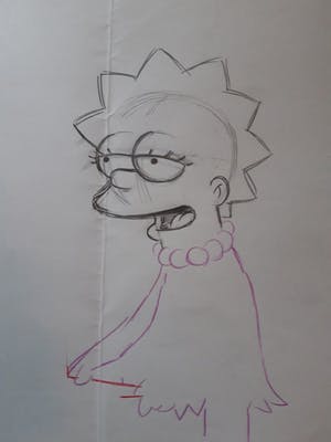 Matt Groening - originele productie tekening, The Simpsons, Lisa, ingelijst kopen? Bied vanaf 70!