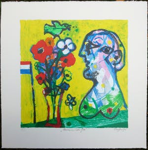 Hans Truijen - Bloemen voor Gea - kleurrijke zeefdruk - oplage h.c. kopen? Bied vanaf 35!