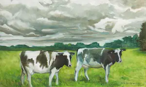 Liz Strick - Olieverf op doek, Two cows kaufen? Bieten Sie von 1!