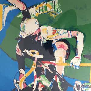 Kees van Bohemen - Wielrenner - Zeefdruk, Ingelijst verkocht voor € 150!