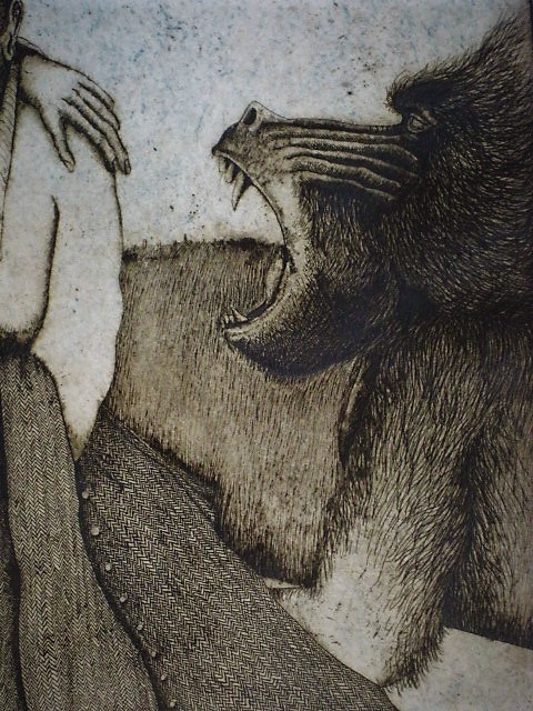 Sjef Henderickx - uitgesproken Kleur Ets "de Baviaan" gesigneerd en gedateerd  kopen? Bied vanaf 1!