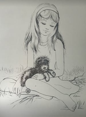 Niet of onleesbaar gesigneerd - Meisje met hond kopen? Bied vanaf 1!