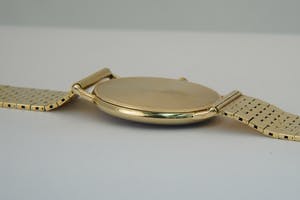 2576- 14 karaats Vintage geel-gouden Quartz horloge TUSAL - Blauwe wijzerplaat! kopen? Bied vanaf 930!
