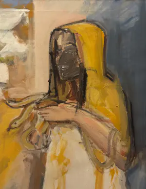 Marcus De Vestele - Der Schlangenzähmer – Großes Gemälde auf Leinwand, um 1970 kopen? Bied vanaf 200!