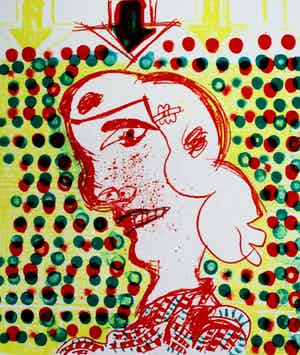 Lucebert - Litho: kop + gedicht- 1969 verkocht voor € 199!