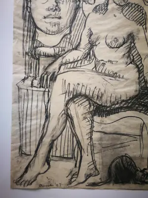 Rob Aussen - Naakt. Portret. Zittende vrouw. kopen? Bied vanaf 69!