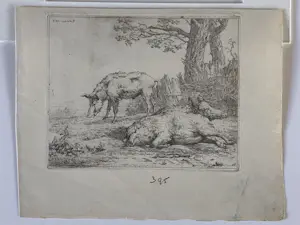 Karel Dujardin - Drie zwijnen (en nog twee etsen Berchem) kopen? Bied vanaf 30!