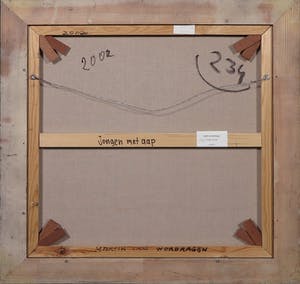 Martin van Wordragen - Olieverf op doek, Jongen met aap - Ingelijst kopen? Bied vanaf 200!