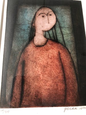 Gerda Smit - kleurenets - eigen druk - 'Meisje in het rood' - 1987 (INGELIJST) kopen? Bied vanaf 165!