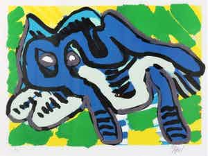 Karel Appel - Grote litho: Apres-midi d'un singe sur la place de l'ecole II verkocht voor € 1295!