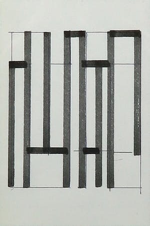 Siep van den Berg - Lot van drie tekeningen met stift en pen, Geometrische compositie - Ingelijst kopen? Bied vanaf 60!