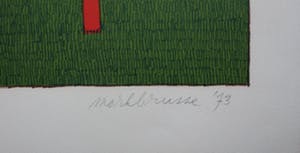 Mark Brusse - litho: twee schuttingen - 1973 kopen? Bied vanaf 45!