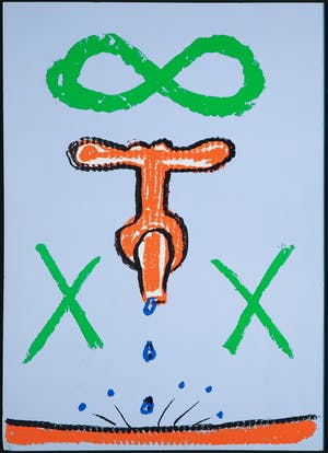 A.R. Penck - Zeefdruk op karton, Das Blaue Huhn kopen? Bied vanaf 1!