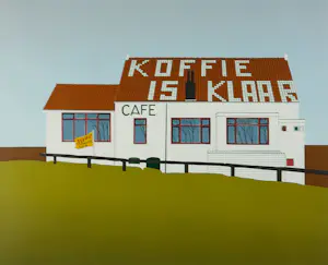 John Wouda - Zeefdruk op papier, Koffie is klaar - Ingelijst kopen? Bied vanaf 35!