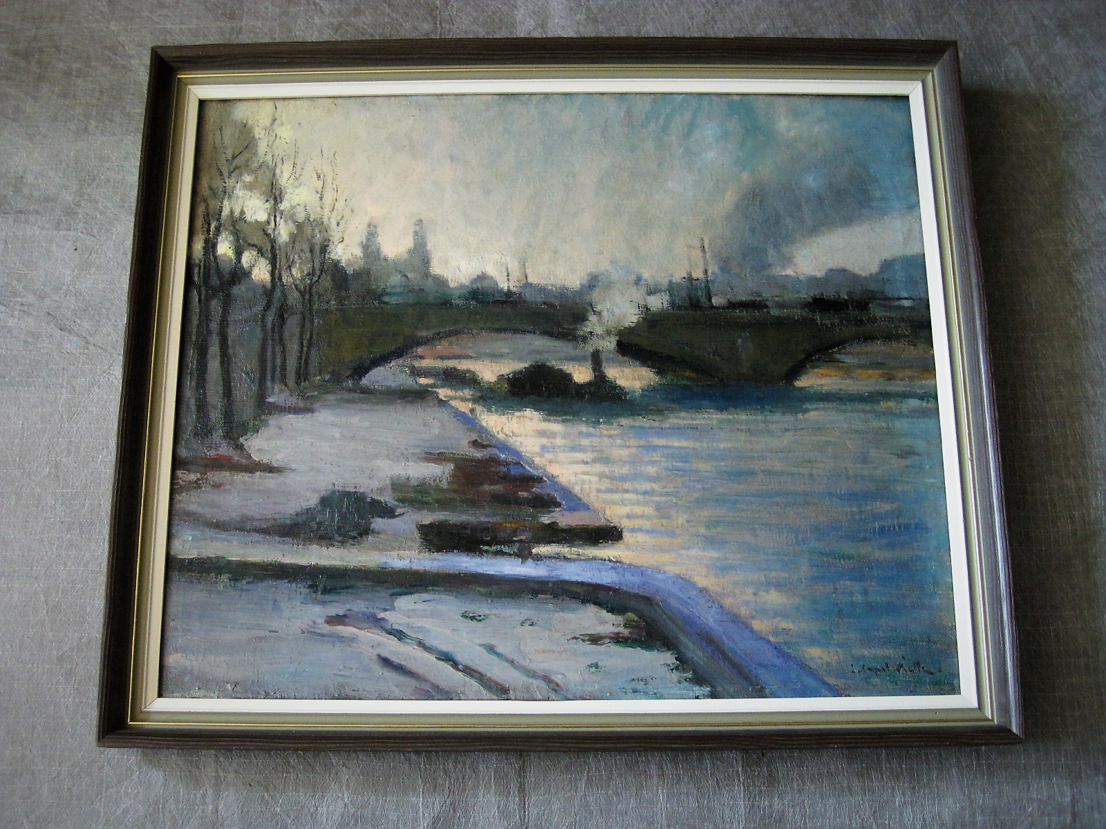 Lucienne Capdevielle - omstreeks 1920 geschilderd olieverf "Parijs - vroege ochtend aan de Seine"  kopen? Bied vanaf 1!