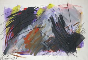 Niet of onleesbaar gesigneerd - Acryl op papier, Vogels in vlucht - Ingelijst (Groot) kopen? Bied vanaf 10!