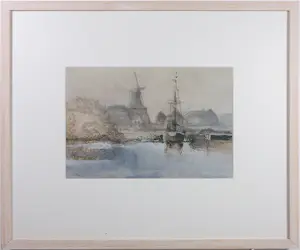 Jose Calsina - Aquarel, In het zicht van de haven - Ingelijst kaufen? Bieten Sie von 30!