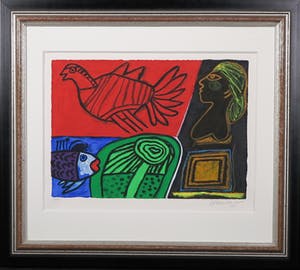Corneille - Zeefdruk, Le poisson amoureux - Ingelijst kopen? Bied vanaf 180!