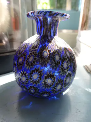 Fratelli Toso - Murano Italy- murrine millefiori micro vaasje/flesje met goud kopen? Bied vanaf 110!
