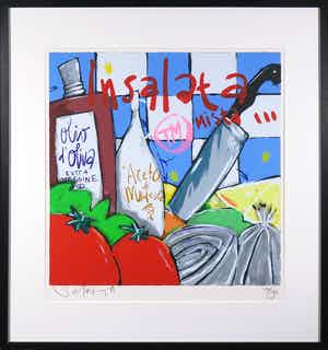 Selwyn Senatori - Zeefdruk, Insalata mista - Ingelijst verkocht voor € 120!