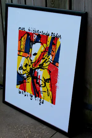 Herman Brood - Ingelijste zeefdruk: ‘Met bibberende ogen bezigtigd’ kopen? Bied vanaf 299!