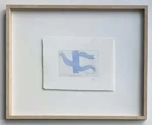 Klaas Gubbels - Unieke handgekleurde lijnets | 'Alles Kan - Blauw' (INGELIJST) kopen? Bied vanaf 600!