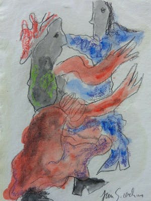 Jan Sierhuis - DANSEND KOPPEL / ORIGINEEL WERK / 30x21cm / SIG kopen? Bied vanaf 55!