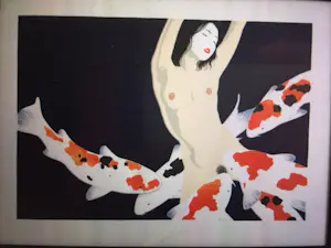 Ferry Bertholet - FERRY BERTHOLET (1952)-Zeefdruk –Japans naakt met koi karpers–EA Gesigneerd-1986 kopen? Bied vanaf 55!