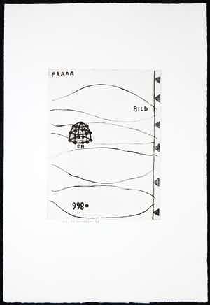 Reinier Lucassen - Ets, Grafiek Nu & Poëzie - Ets, Praag en Bild + gedicht van H. H. ter Balkt verkocht voor € 40!